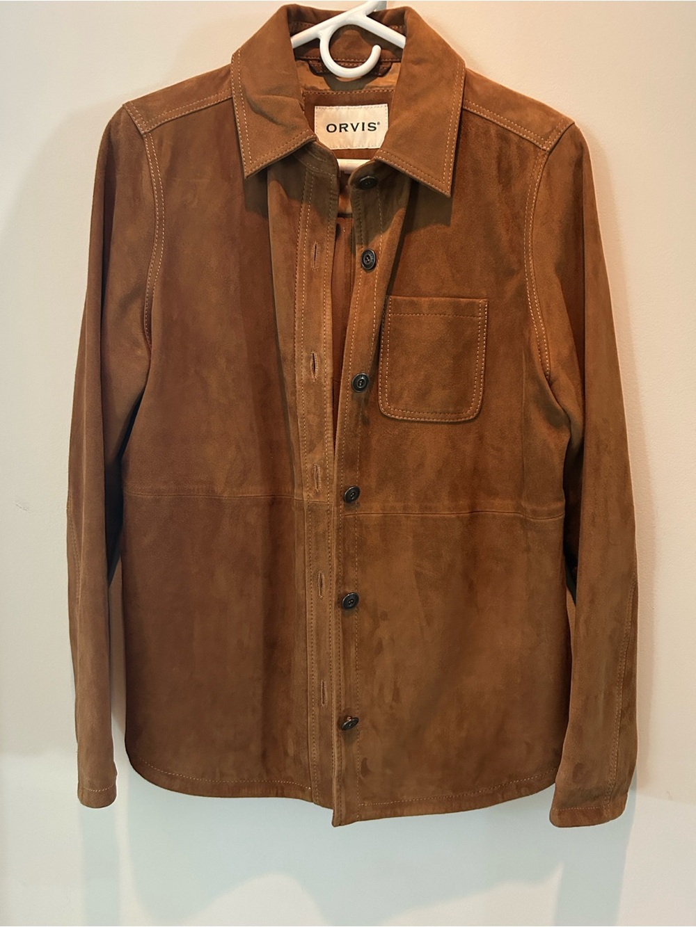 Orvis Chest-Pocket Suede Jacket in Cognac Brown